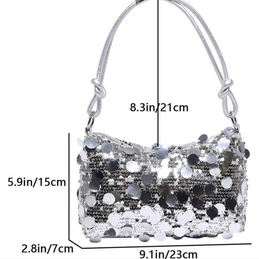 Silver Sequin Women's Bag - Picture 6 of 7